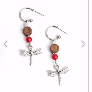 Take BEAD Red Hoop Post Earrings  Unique